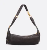 Sac D-Journey moyen en cuir de veau grainé brillant Macrocannage plat brun chocolat - Image 3