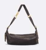 Sac D-Journey moyen en cuir de veau grainé brillant Macrocannage plat brun chocolat - Image 4